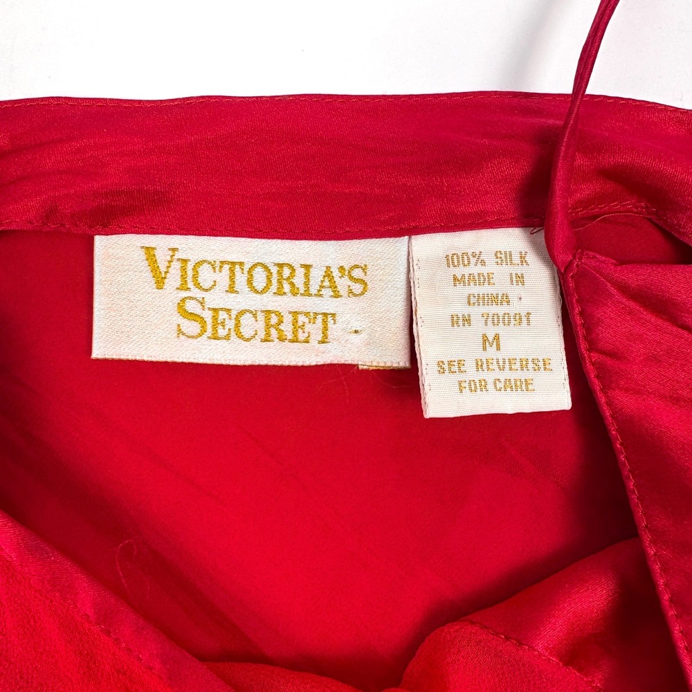 VTG 80/90s Victorias Secret Gold Label Silk Camisole Cami Womens Sz M Cherry Red - Picture 4 of 10